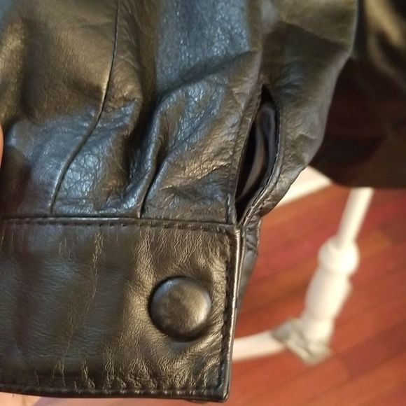 Wilsons Leather Black Shawl Collar Drawstring Waist V-Neck Leather Jacket Sz.XS - Picture 7 of 8